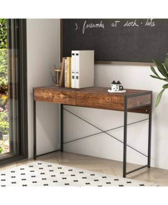 2-Drawer Home Office Desk with Steel Frame