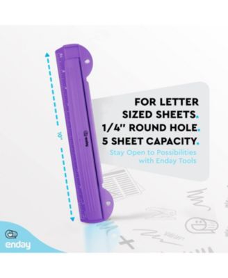 3 Hole Punch Pink, Portable Hole Puncher for 3 Ring Binder, 3 Sheets Capacity, Removable Chip Tray, 10” Ruler for School, Office, 1 Pc-by Enday