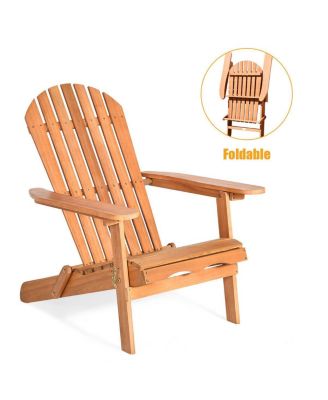 Eucalyptus Adirondack Chair Foldable Outdoor Wood Lounger Chair