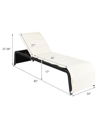 Adjustable Rattan Recliner Chaise Lounge Chair w/ Cushion Outdoor Patio