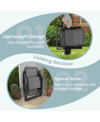 Zero Gravity Chair Folding Recliner Lounge Chair w/ Cushion Cup Holder