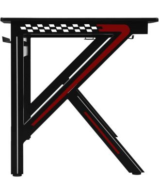 K-Shaped Gaming Desk with Cup Holder Headphone