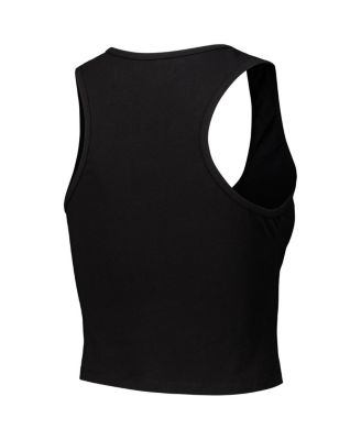 Women's Black Monopoly Tri-Blend Cropped Racerback Tank Top