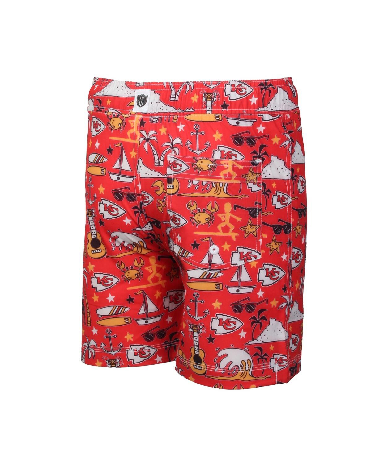 Wes & Willy Big Boys And Girls Red Kansas City Chiefs Luau Swim Trunks