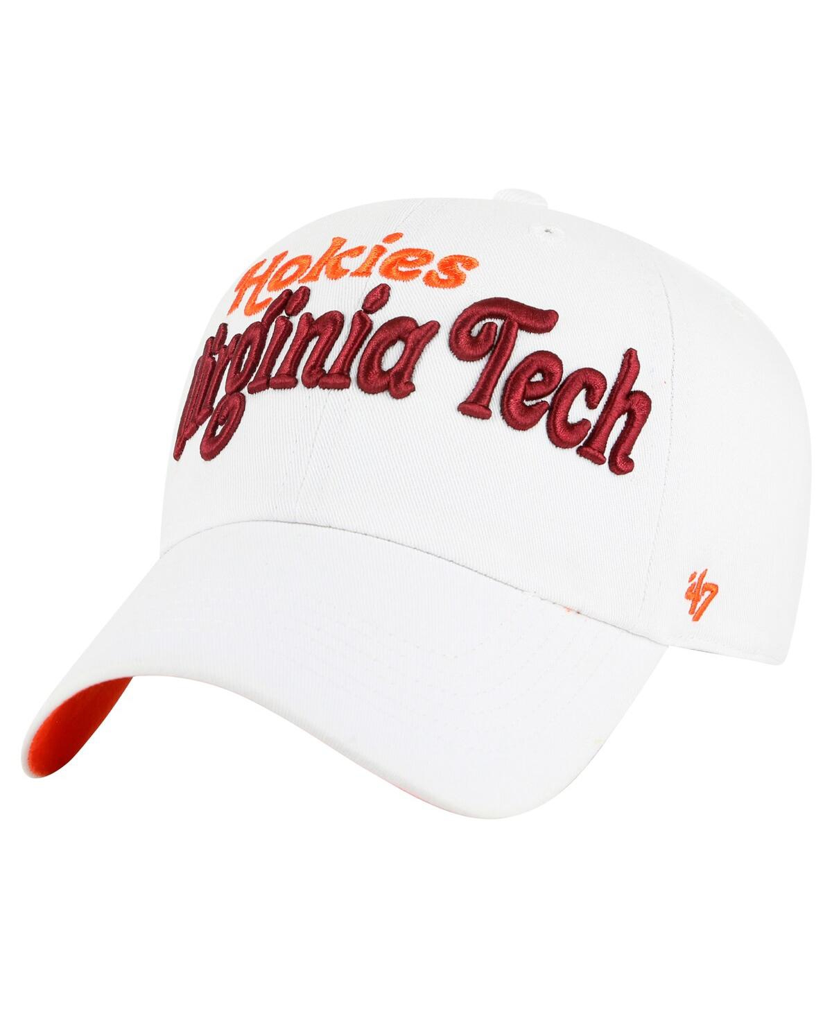 47 Brand Women's White Virginia Tech Hokies Pensacola Clean Up Adjustable Hat