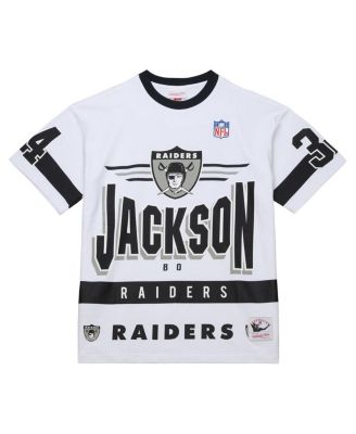 Men's Bo Jackson White Las Vegas Raiders Name Number Team Origins Vintage Logo T-Shirt