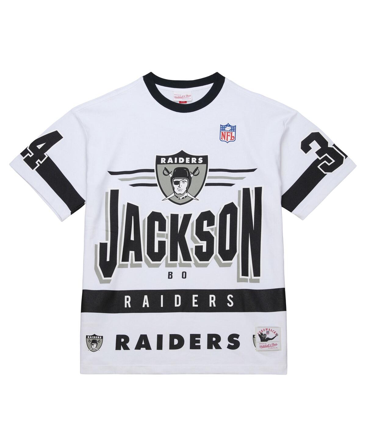 Mitchell & Ness Men's Bo Jackson White Las Vegas Raiders Name Number Team Origins Vintage Logo T-shirt