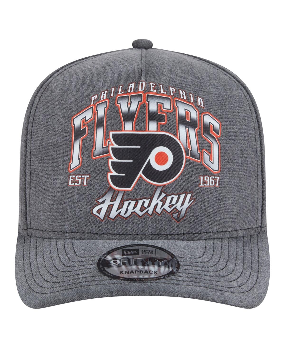 New Era Men's Charcoal Philadelphia Flyers Throwback Washed A-frame Pre-curved 9fifty Snapback Hat