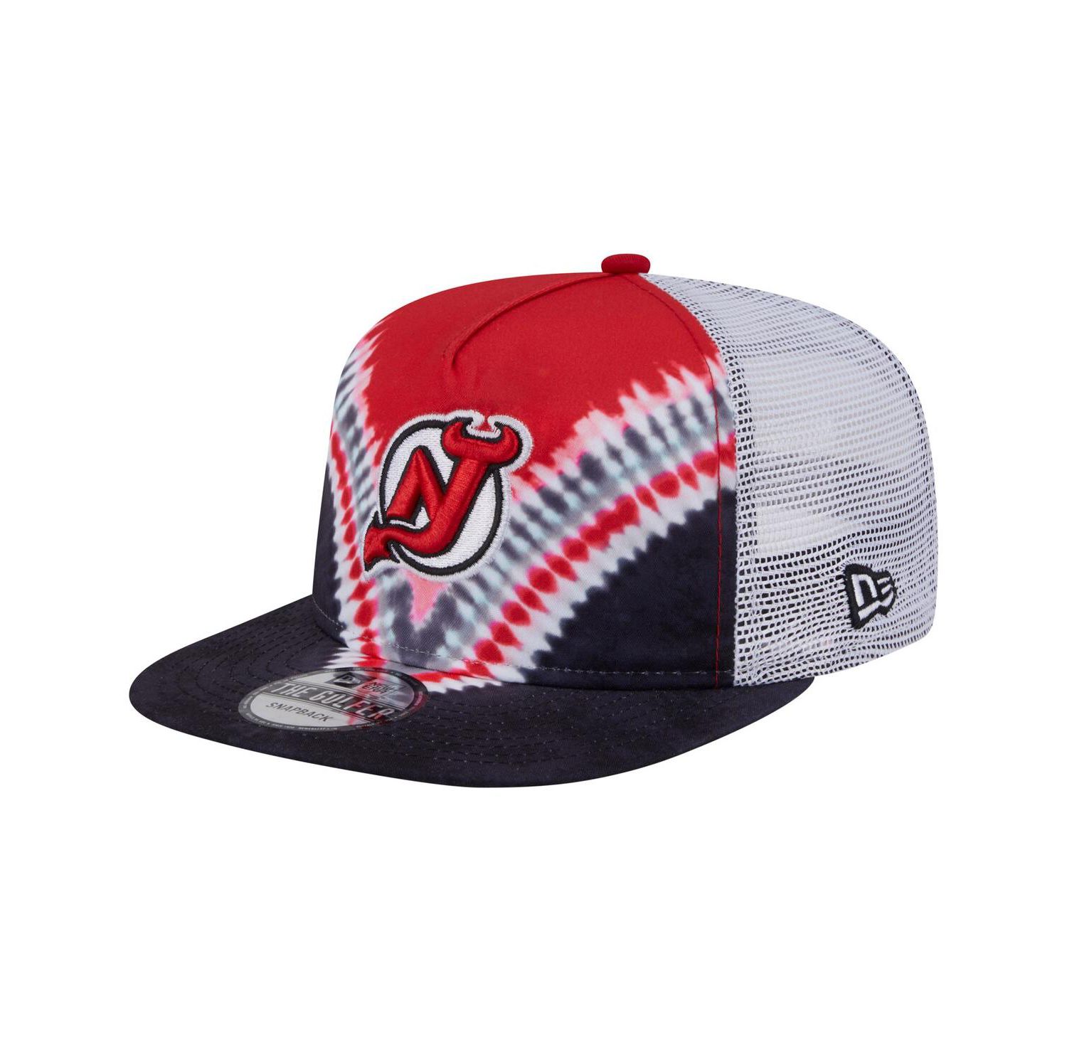 Men's Black/Red New Jersey Devils Throwback V-Dye Adjustable Golfer Hat