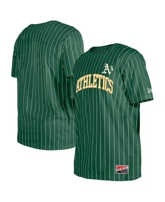 New Era - Men's Green Athletics Throwback Pinstripe T-Shirt