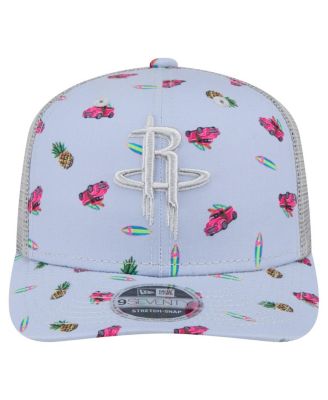 Men's Light Blue/Gray Houston Rockets Adventure Aloha Pattern 9SEVENTY Stretch-Snap Hat