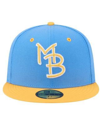 Men's Blue/Yellow Myrtle Beach Pelicans Authentic Collection 59FIFTY Fitted Hat