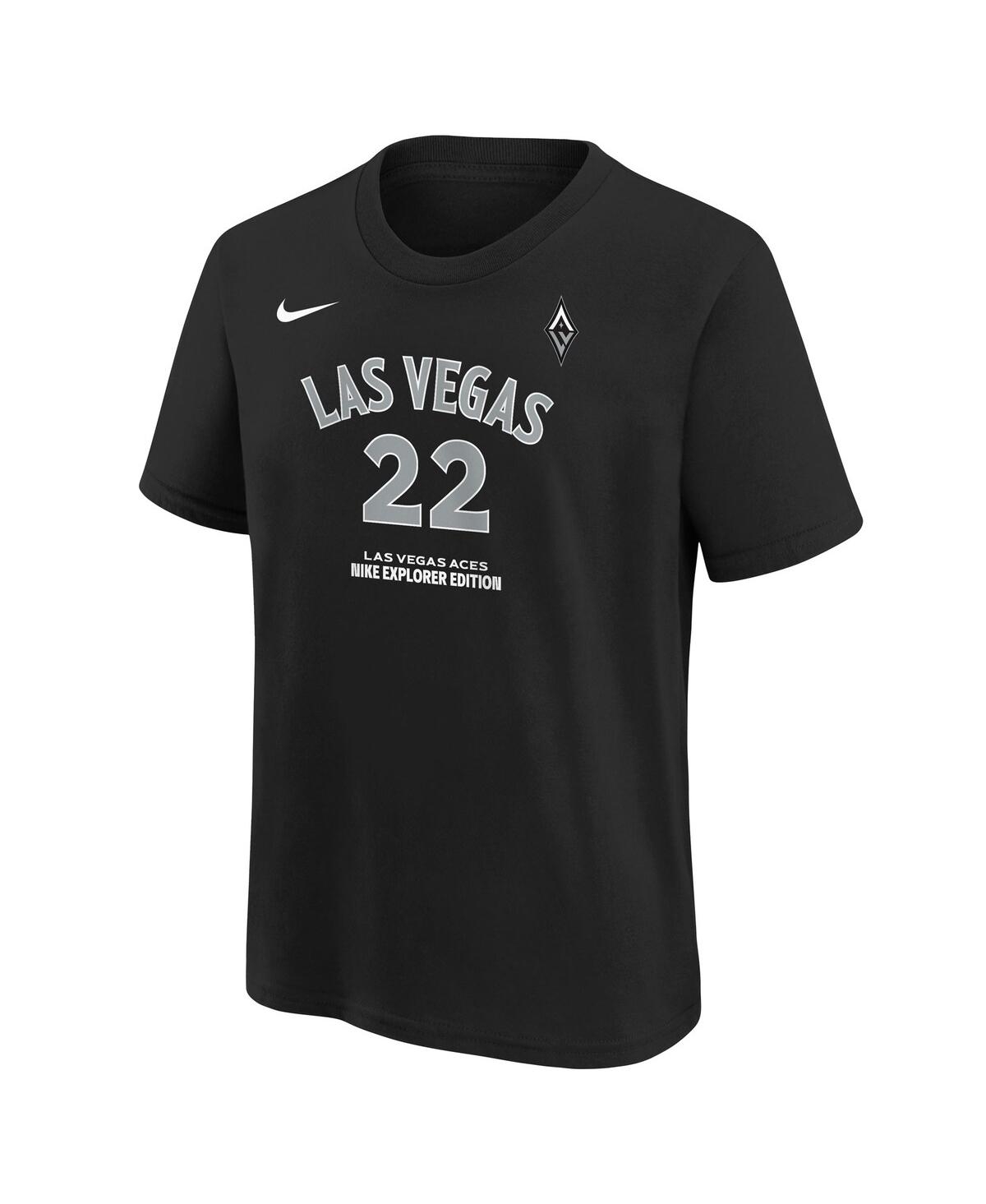 Nike Big Boys And Girls A'ja Wilson Black Las Vegas Aces Explorer Edition Name Number T-shirt