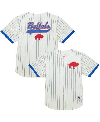 Men's Cream Buffalo Bills Vintage Logo Final Seconds Full-Button Mesh T-Shirt