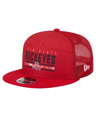 New Era - Men's Scarlet Ohio State Buckeyes Split Panel 9FIFTY Snapback Trucker Hat