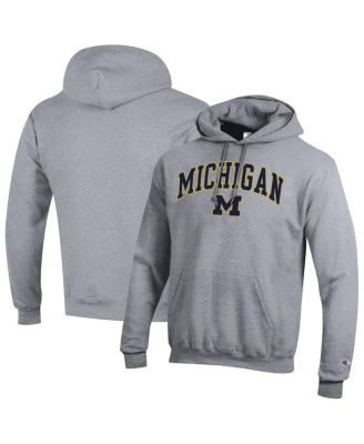 Champion - Men's Heather Gray Michigan Wolverines Arch Over Logo Pullover Hoodie