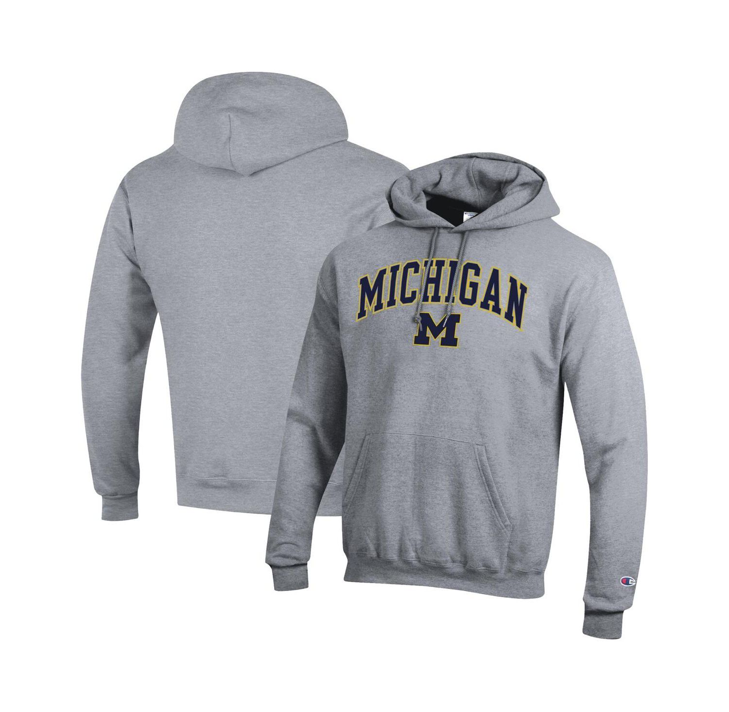 Men's Navy Michigan Wolverines Arched Logo Fleece Pullover Hoodie