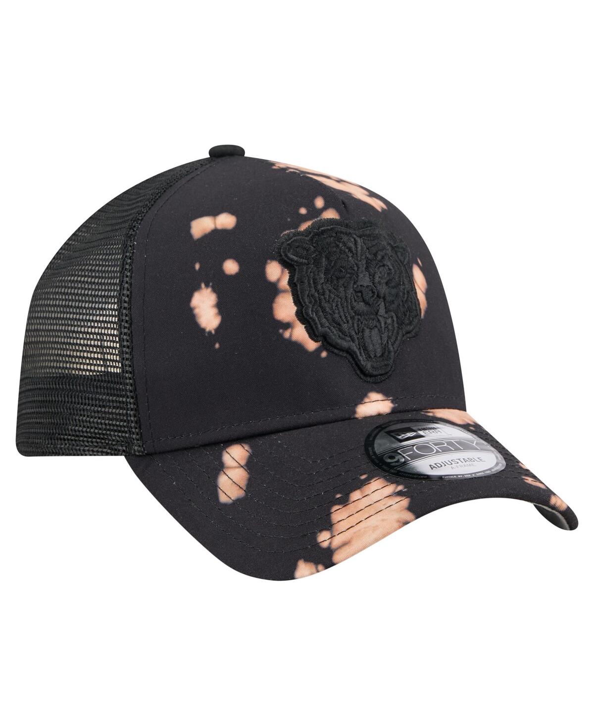New Era Men's Black Chicago Bears Bleached A-frame 9forty Trucker Adjustable Hat