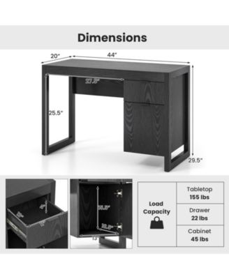 Modern Computer Desk Writing Workstation with Cabinet and Drawer