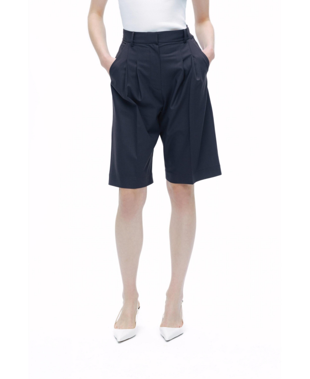 Women's High Waist Bermuda Shorts - Charcoal