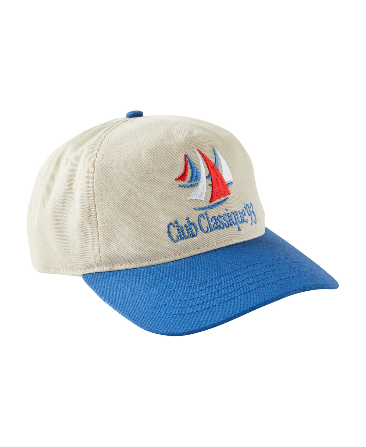 Men's 5 Panel Hat - Bone, Dusty blue, Classique