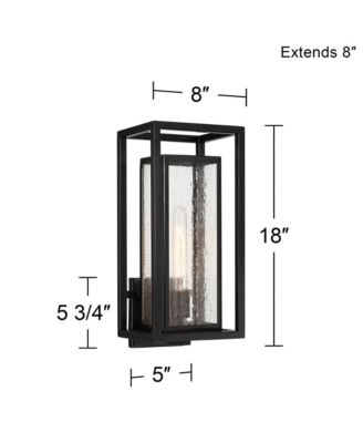 Amir 18" High Modern Outdoor Wall Light Fixture Mount Porch House Exterior Outside Weatherproof Black Clear Seeded Glass Shade Front Door Patio Garage Home Deck Garden Backyard - Possini Euro Design