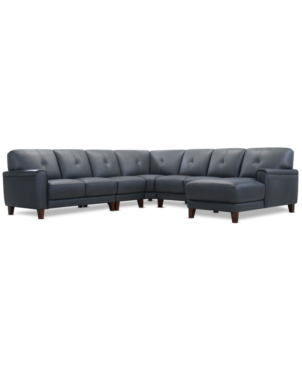 Macy's Ashlinn 5-pc. Leather Chaise Sectional, Exclusively At  In Gray