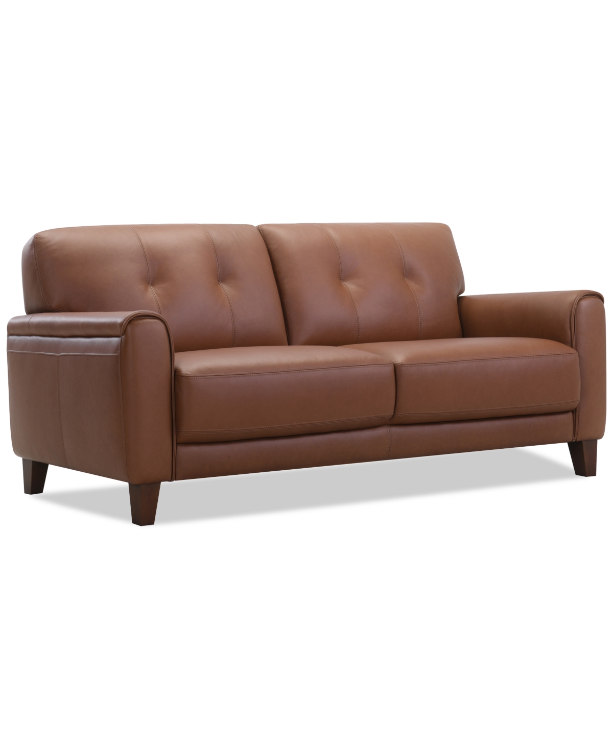 Macy's Ashlinn 82" 2 Seat Leather Sofa, Exclusively At  In Brown