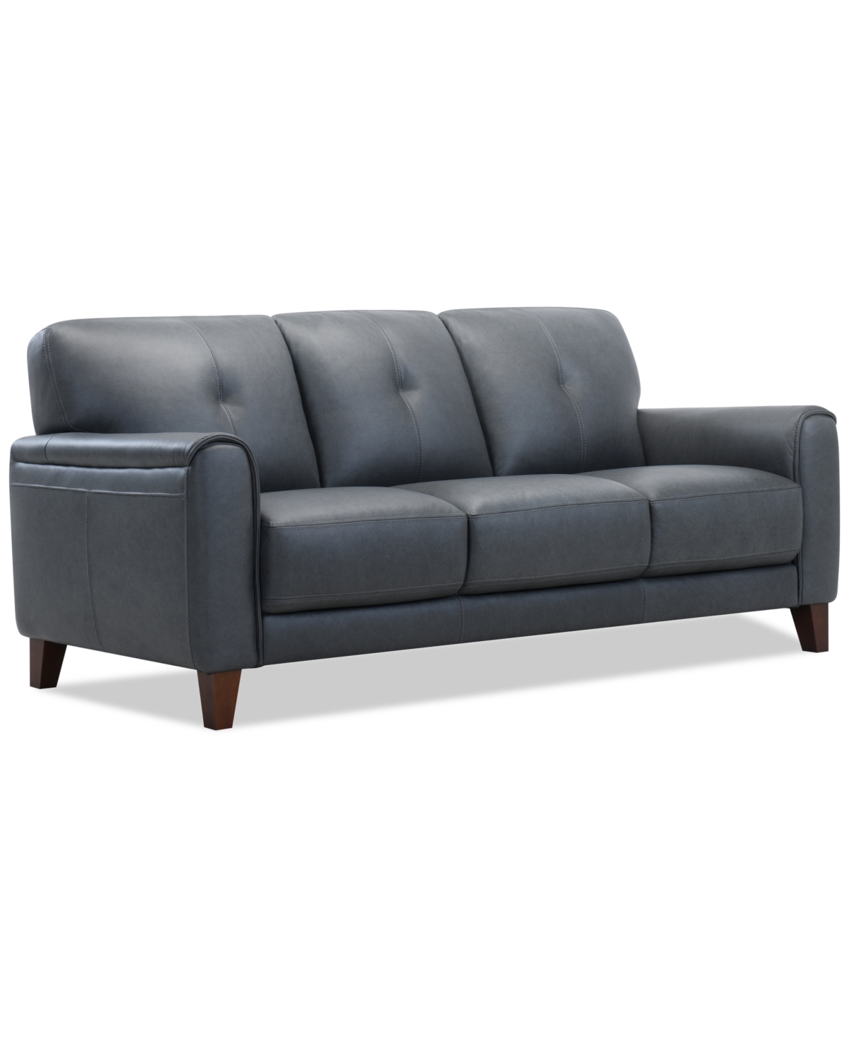 Macy's Ashlinn 84" 3 Seat Leather Sofa, Exclusively At  In Black