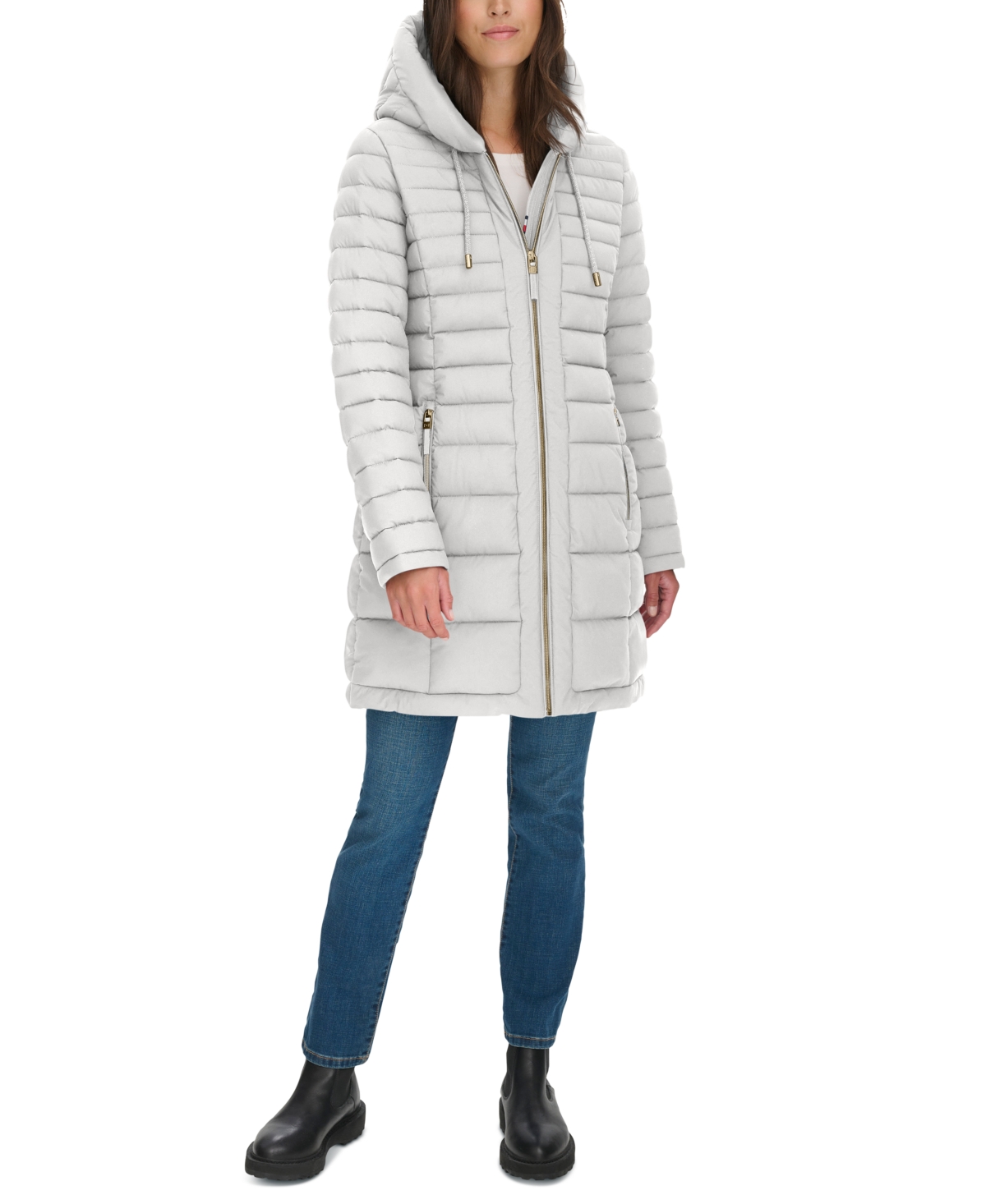 Tommy Hilfiger Women's Hooded Water-resistant Puffer Coat In White