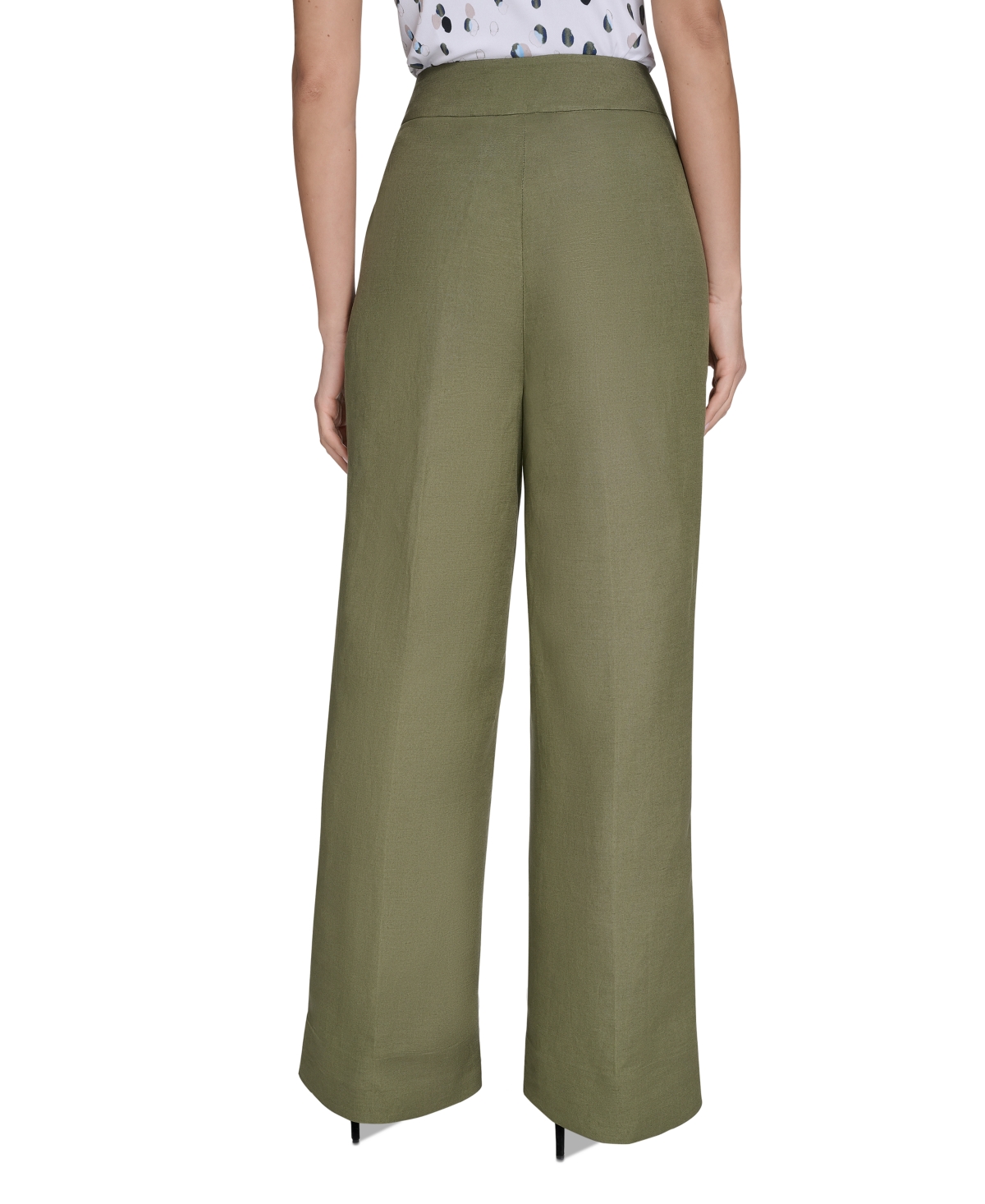 Calvin Klein Petite High-rise Wide-leg Pants In Green