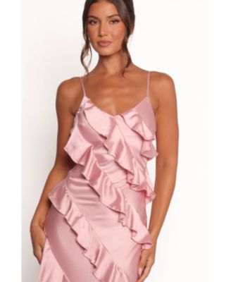 Women's Ciao Ruffles Maxi Satin Dress