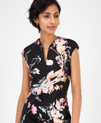 Petite Floral Scuba Crepe Sheath Dress