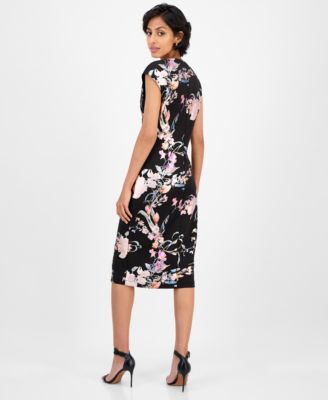 Petite Floral Scuba Crepe Sheath Dress