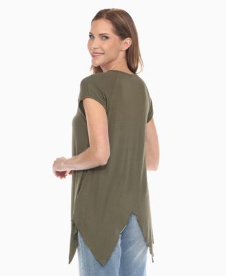 Women's Beaded Angled Hem Knit Top