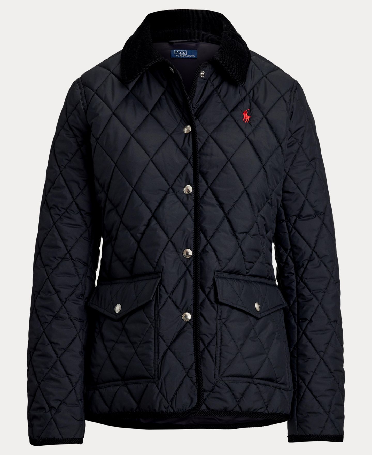 Женская куртка Polo Ralph Lauren Corduroy-Trim Quilted Barn, цвет: Чёрный — фото 5