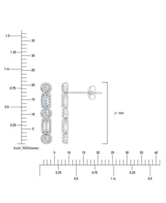 2-Pc. Set Cubic Zirconia Round & Baguette Solitaire Stud & Drop Earrings in Sterling Silver