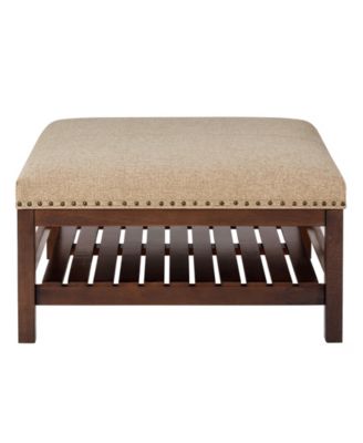 32" Designs4Comfort Silverton Coffee Table Cocktail Ottoman with Storage Shelf