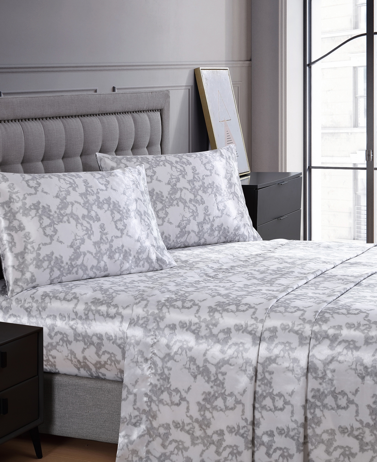 Beatrice Home Fashions Luxurious Satin 4-pc. Sheet Set, King In Gray