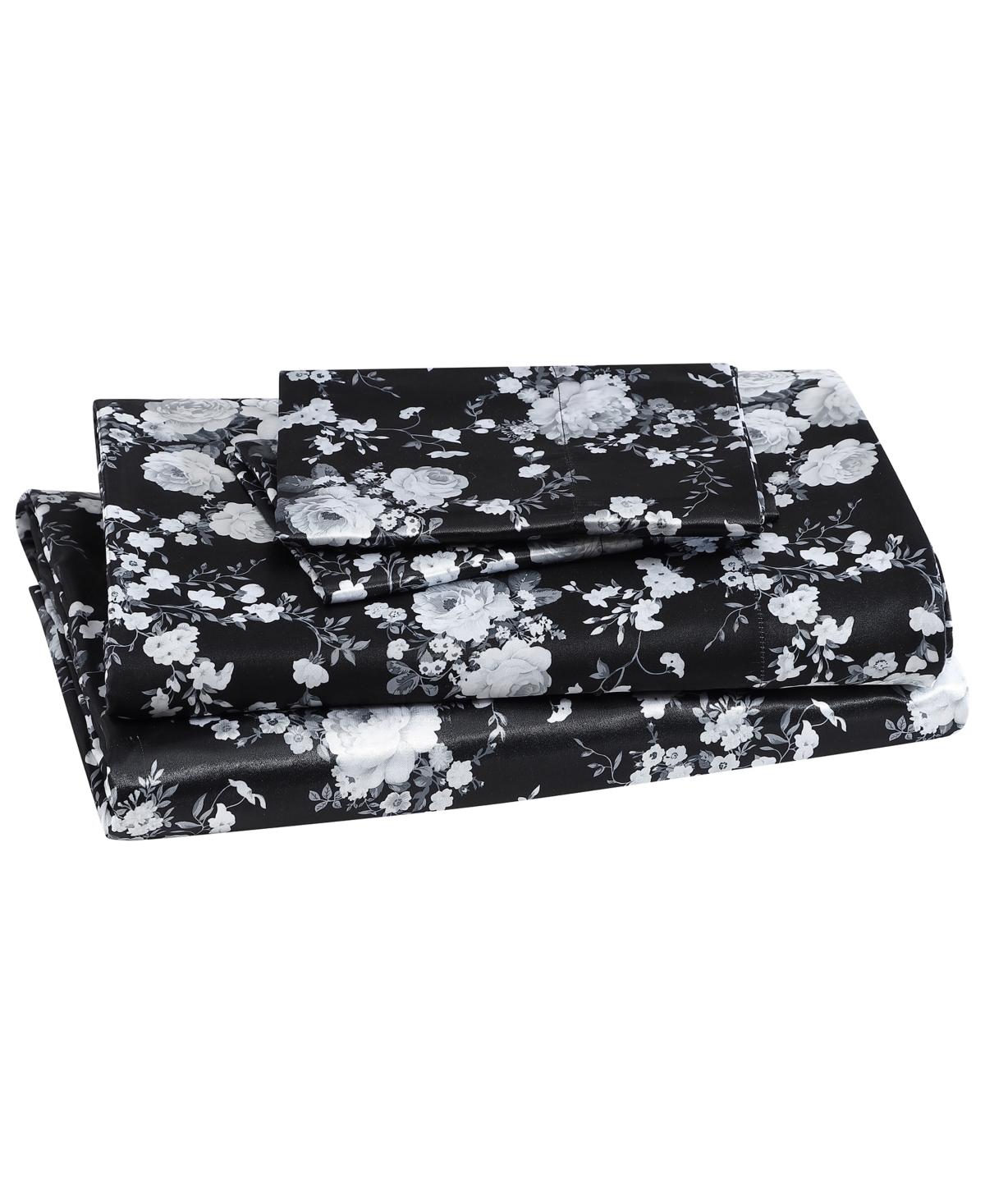 Beatrice Home Fashions Luxurious Satin 4-pc. Sheet Set, Full In Black
