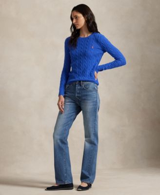 Women's Cable Wool-Cashmere Crew Neck Sweater