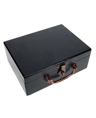 Wooden Keepsake Stash Box with Old World Handle - Black Stain
