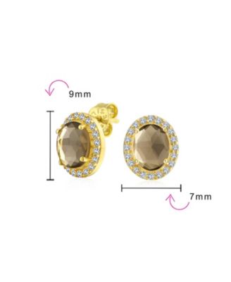2.3CT Pave CZ Halo Created Stone Round Oval Stud Earrings Gold Plated .925 Sterling Silver