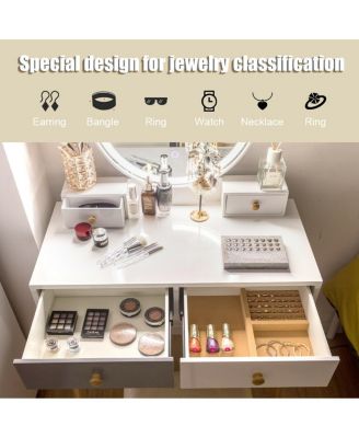 Makeup Dressing Table with 4 Drawers and Lighted Mirror