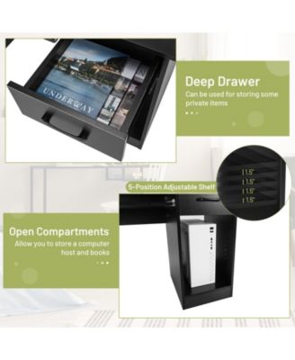 Set of 1 Study Laptop Table with Drawer and Keyboard Tray