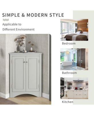 31.5"H Triangle Corner Cabinet, Adjustable Shelves, Kitchen/Home Freestanding Storage