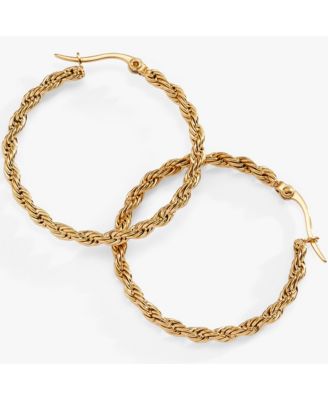 Frozen French Rope Chain Hoop Earrings