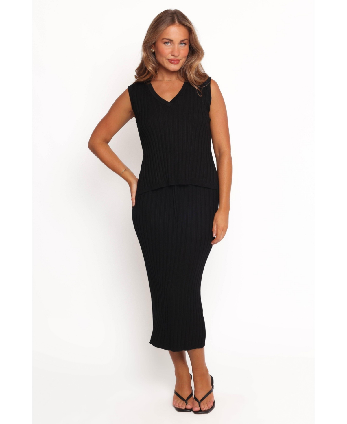 Women's Richelle Ribbed Knit Skirt Set - Black