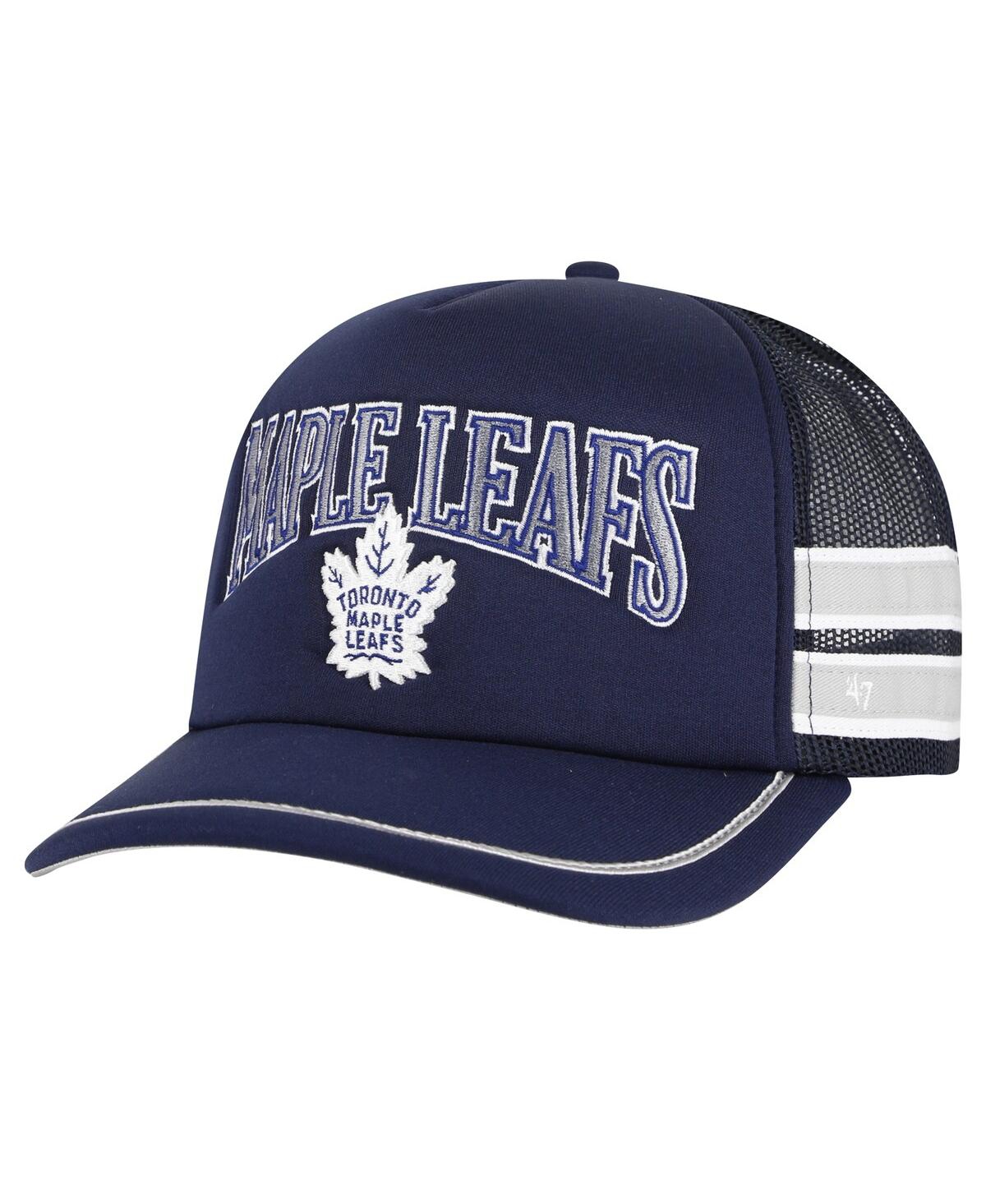 47 Brand Men's Navy Toronto Maple Leaf's Sideband Stripes Trucker Snapback Hat