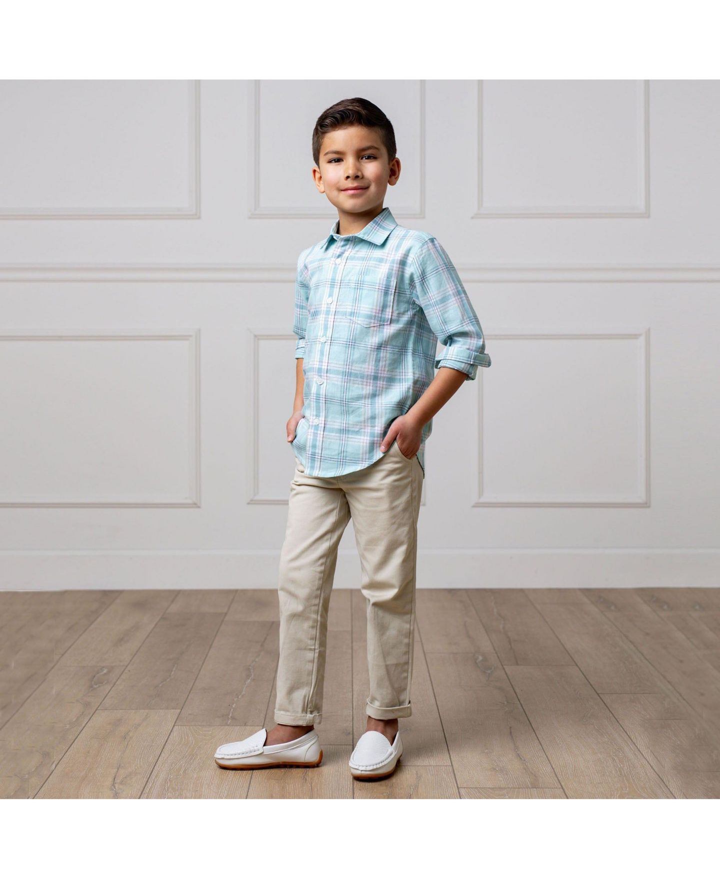 Брюки Hope & Henry Organic Skinny Stretch Twill Chino Pant для мальчиков, цвет: Светлый хаки — фото 2